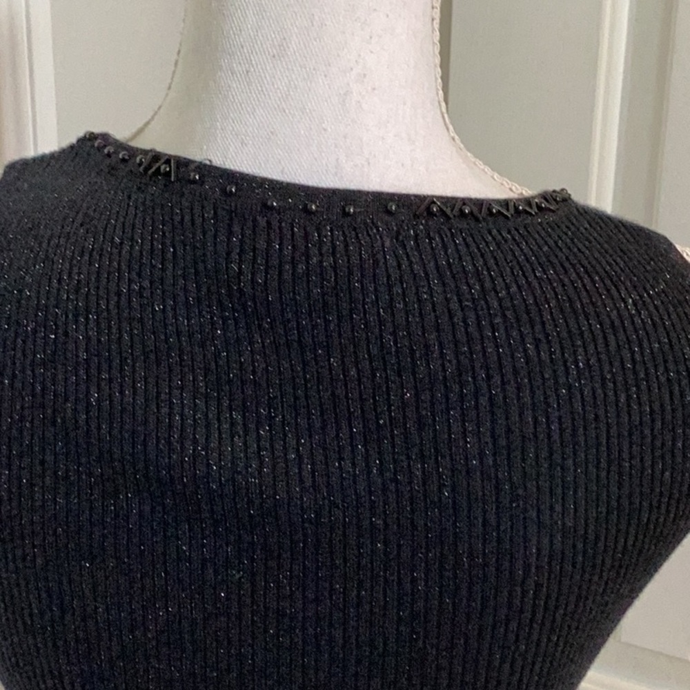 Cache Vintage Black Metallic Beaded Sleeveless Sweater - Picture 6 of 8